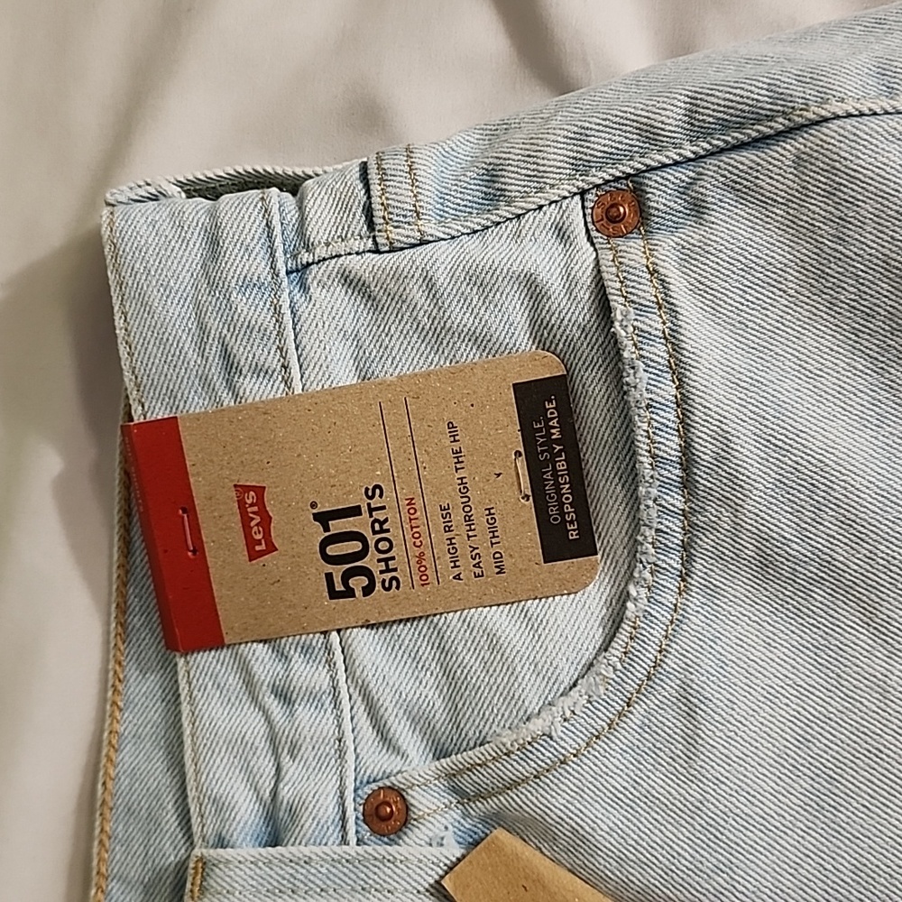 Levis 501 button fly cutoffs high rise jean shorts sz 26 27 28 29 30 31 nwt - Picture 2 of 6